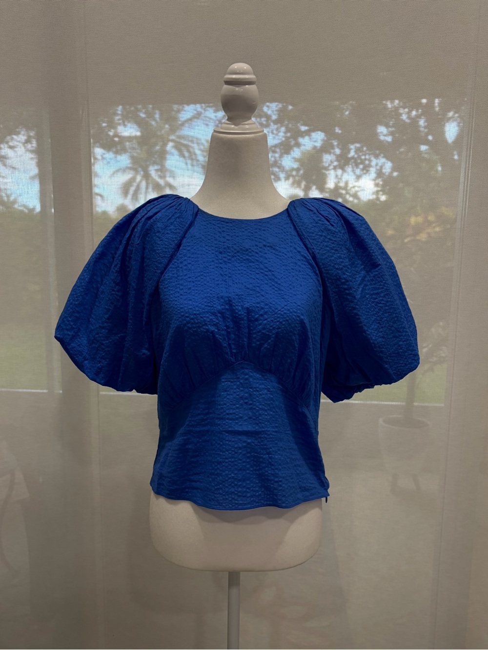 Frame Women’s Puff Sleeve Blouse - Rich Cobalt Blue